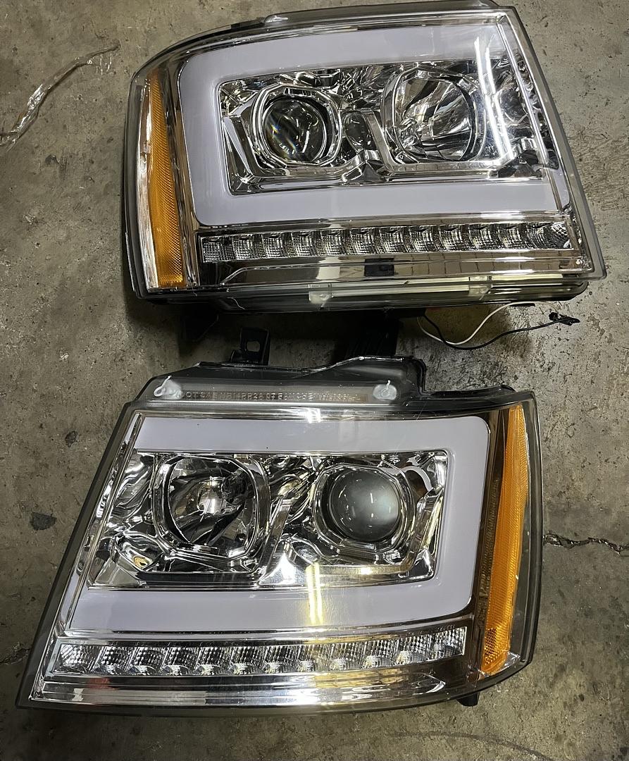 AS IS HL-HPL-CSA07-ch-am 07-14 chevy tahoe led chrome amber