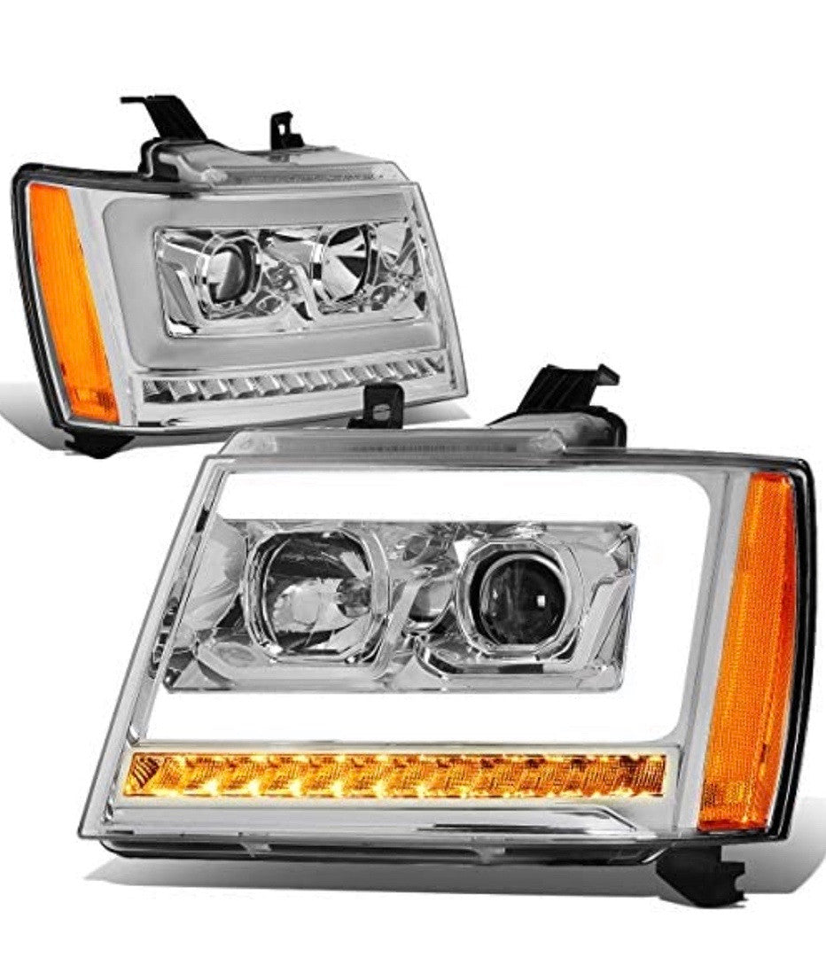 AS IS HL-HPL-CSA07-ch-am 07-14 chevy tahoe led chrome amber