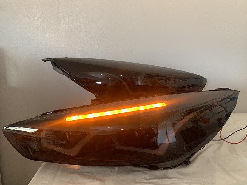 As is HL-HPL-LED-FF16-BK-SM-CL1 Smoke Lens Projector Headlights With Dual U-Halo DRL Replacement For 15-18 Focus