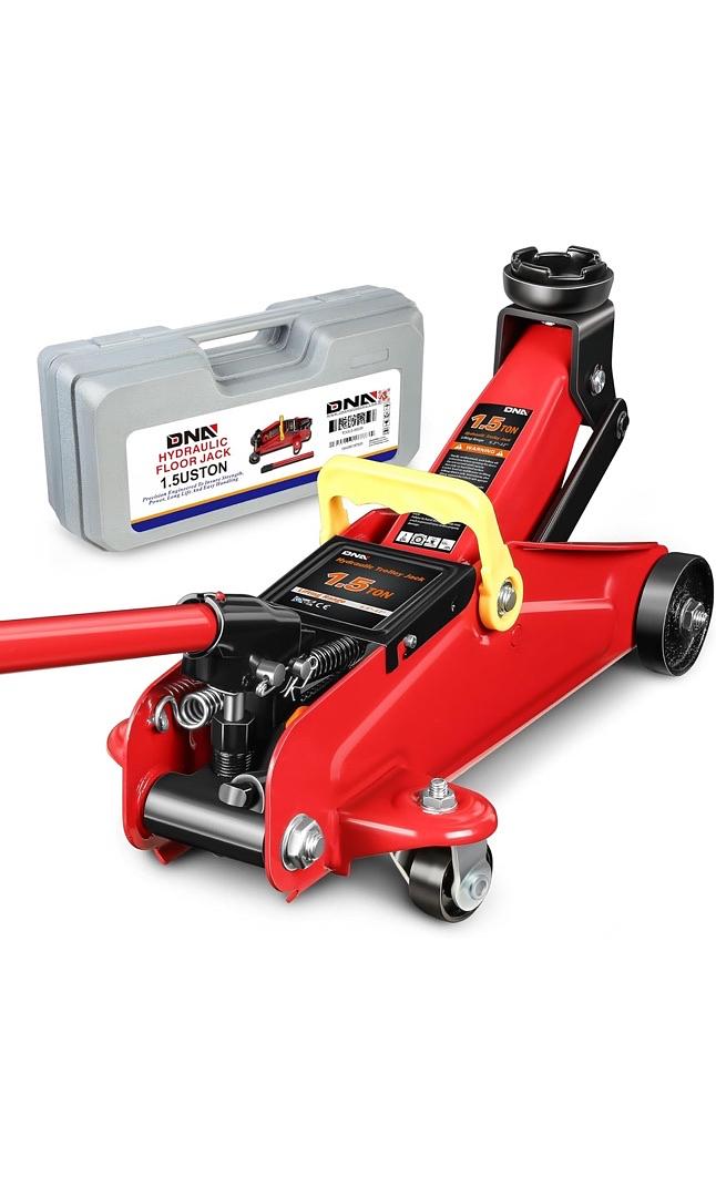 Low Profile Hydraulic Trolley Service/Floor Jack, 1.5 Ton (3000 lbs) Capacity, Lifting Range 5.3"-12",Red,