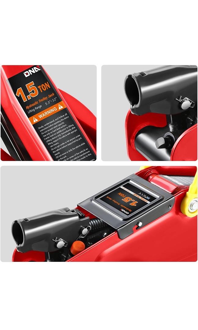 Low Profile Hydraulic Trolley Service/Floor Jack, 1.5 Ton (3000 lbs) Capacity, Lifting Range 5.3"-12",Red,