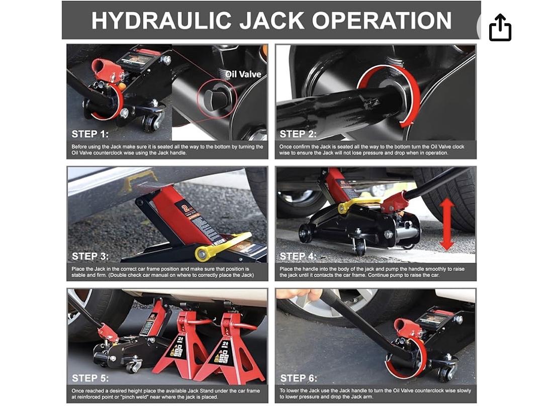 Low Profile Hydraulic Trolley Service/Floor Jack Combo with 2 Ratchet Jack Stands, 2 Ton (4000 lbs) Capacity