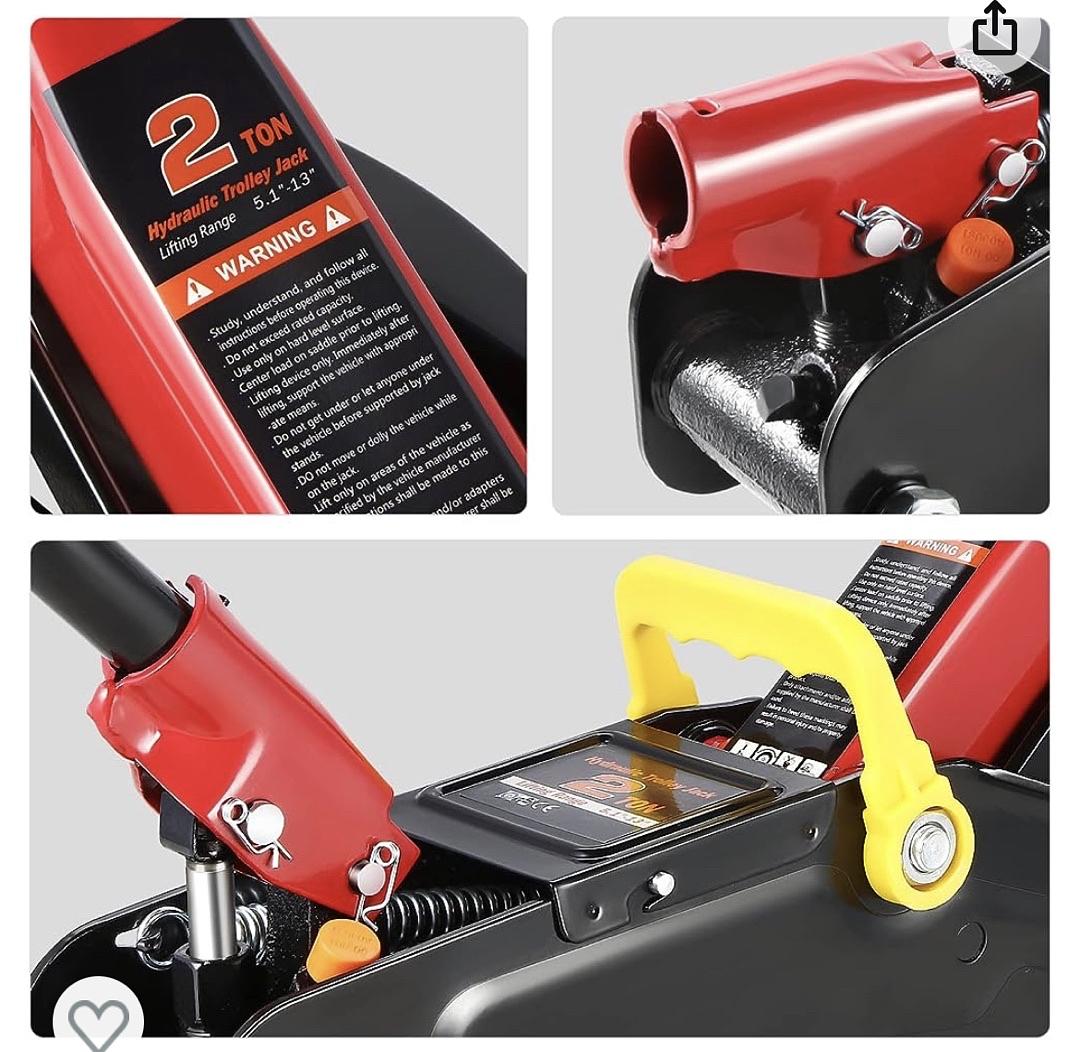 Low Profile Hydraulic Trolley Service/Floor Jack Combo with 2 Ratchet Jack Stands, 2 Ton (4000 lbs) Capacity