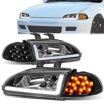 New HL-LB-HC922D-BK-CL1 92-95 Honda Civic 2/3Door LED DRL+Turn Signal Headlight Corner Lamps
