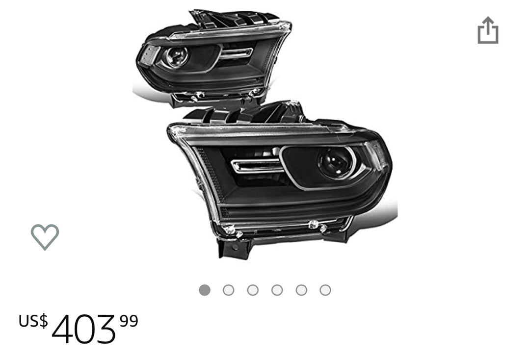 . Dodge Durango Black Housing Projector Headlights for 2014 to 2020