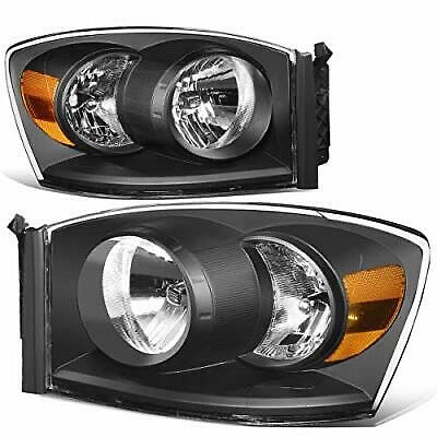 HL-OH-RM06-BK-AM. Dodge Ram Black Housing Headlights for 2006 to 2008.