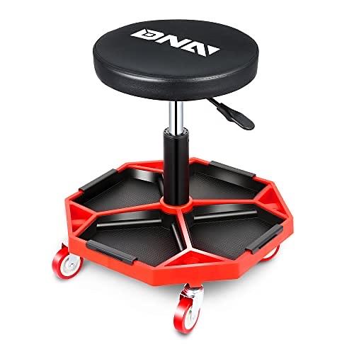 Adjustable Height Pneumatic Garage Seat Rolling Mechanic Stool with Tool Tray Storage,300lbs Max Weight Capacity