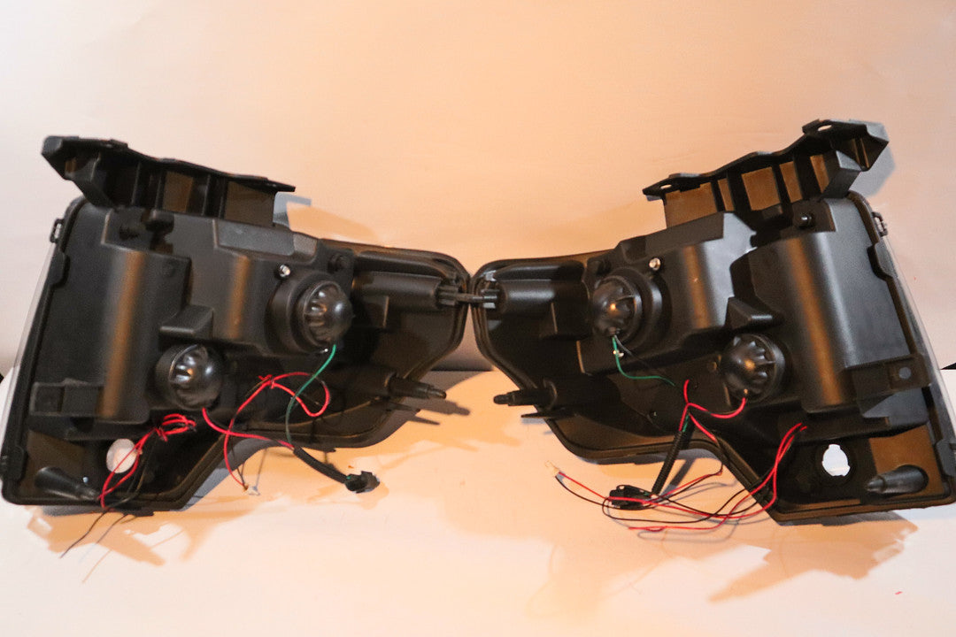 09-14 Ford F-150 Black Housing Headlights W/ Dual Projectors & Halo LED Rings