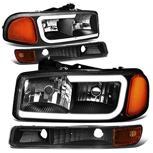 . GMC Sierra / Yukon Black Housing Amber Refkectors LED Headlights for 1999 to 2006