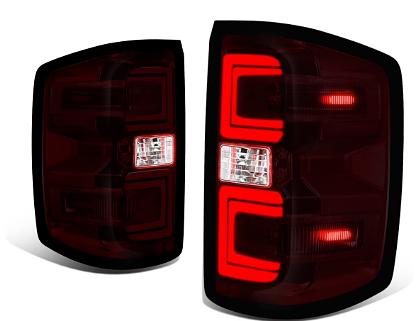 14-18 chevy silverado 3D led red smoked tail lights