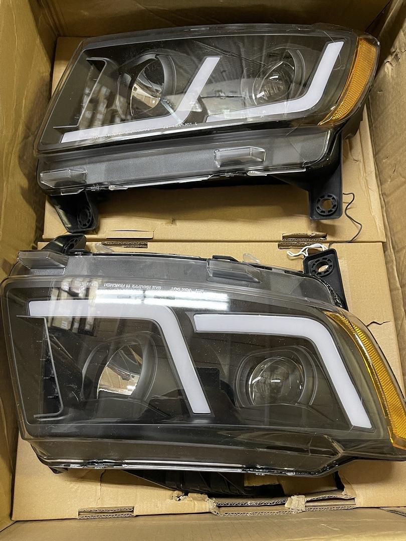 OB HL-HPL-JGC11-BK-AM Black Dual LED Running Light Projector Headlights Replacement For 11-13 Grand Cherokee