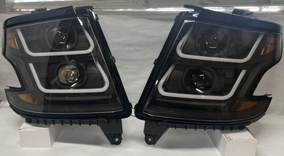 HL-3D-SUB15-BK-AM 15-20 chevy tahoe suburban 16-19 suburban 3500hd black amber led headlights