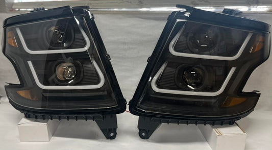 HL-3D-SUB15-BK-AM 15-20 chevy tahoe suburban 16-19 suburban 3500hd black amber led headlights