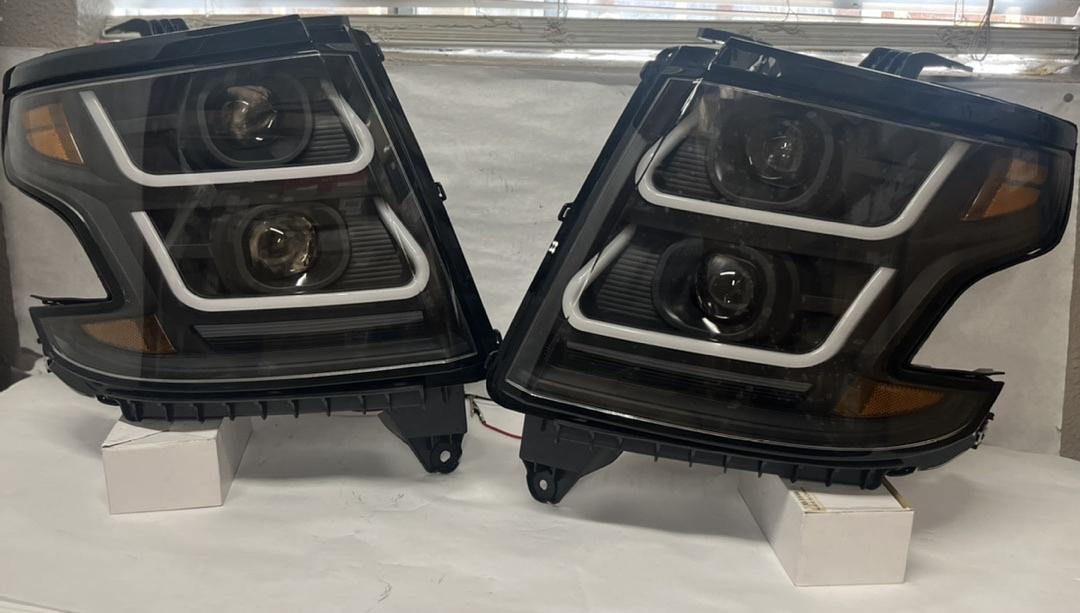 HL-3D-SUB15-BK-AM 15-20 chevy tahoe suburban 16-19 suburban 3500hd black amber led headlights