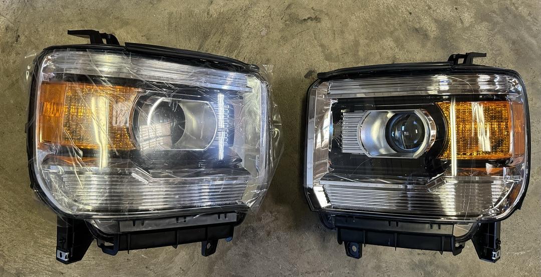 OB HL-OH-GMCS14-CH-AM 14-15 sierra 1500 15- 17 2500HD/3500HD GMC Sierra Chrome Housing Amber Side Projector Headlights Replacement