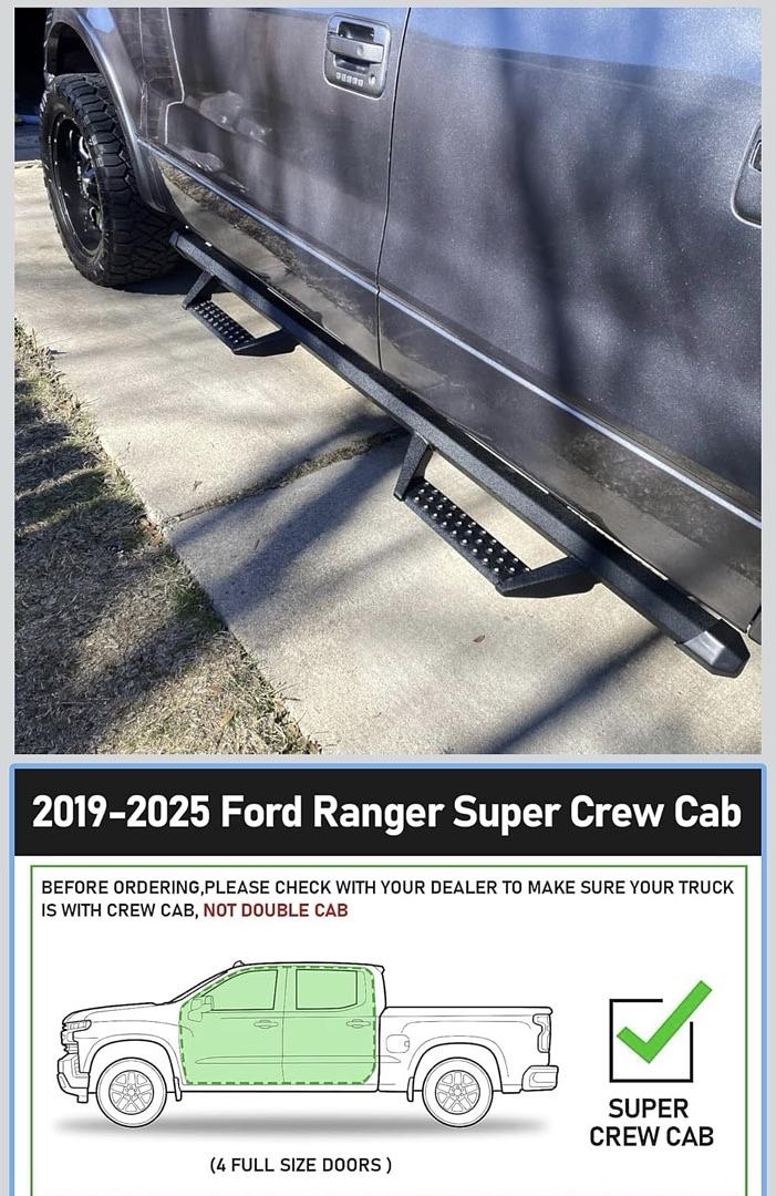 2019 to 2026 Ford Ranger crew cab Running board side step estribos escalon off road