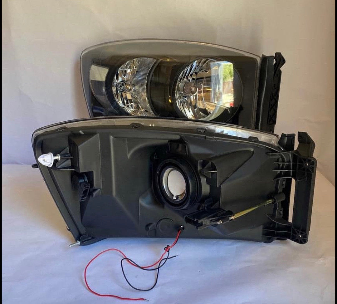 06-08 dodge ram 1500 led black/ clear headlights