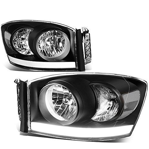 06-08 dodge ram 1500 led black/ clear headlights