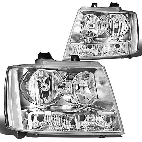 Pair of Headlight for 07-14 Chevy Tahoe/Avalanche/Suburban CHROME HOUSING AND CLEAR