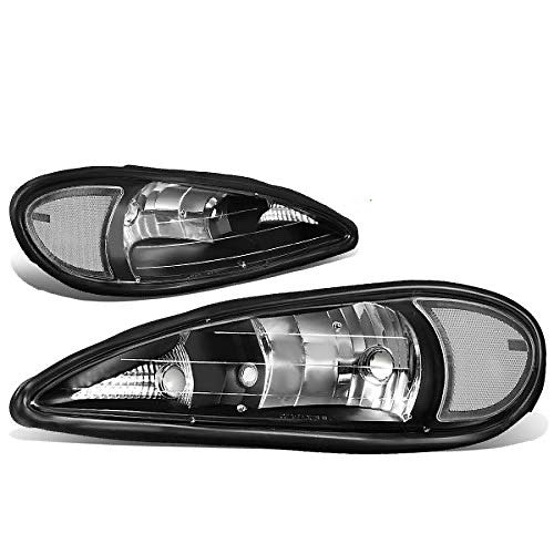 Pontiac Grand Am Black Housing Headlights Clear Reflectors for 1999 to 2004