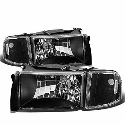 Black Housing Headlights Replacement For 94-01 dodge ram