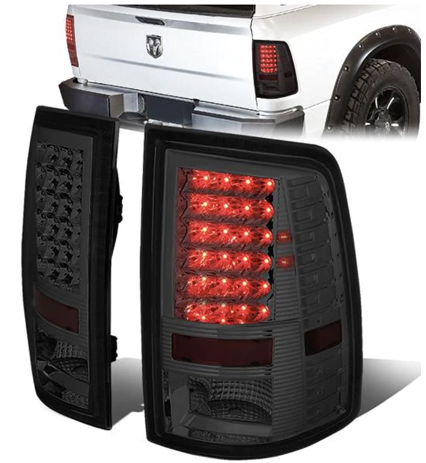 09 to 17 Dodge Ram LED Smoked lens chrome housing tail lights luces traceras micas calaveras faros