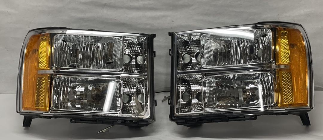 R HL-OH-GMCSIE07-CH-AM 2007 TO 2013 GMC Sierra OEM STYLE Headlights Luces Micas Calaveras Faros Focos Luz Light Chrome