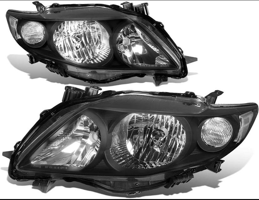 Ob HL-OH-TCO09-BK-Cl1 09-10 Corolla Black Housing Clear Corner Headlights Replacement