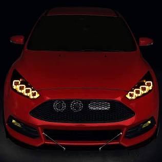 15-18 Ford Focus Square LED Sequential Projector Headlight Corner Lamps