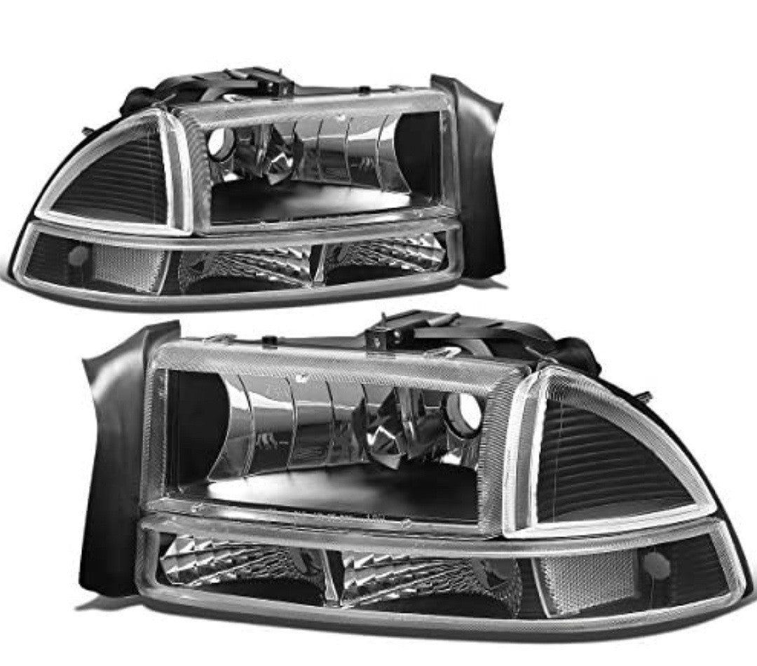 97-04 Dakota/Durango Black Headlight