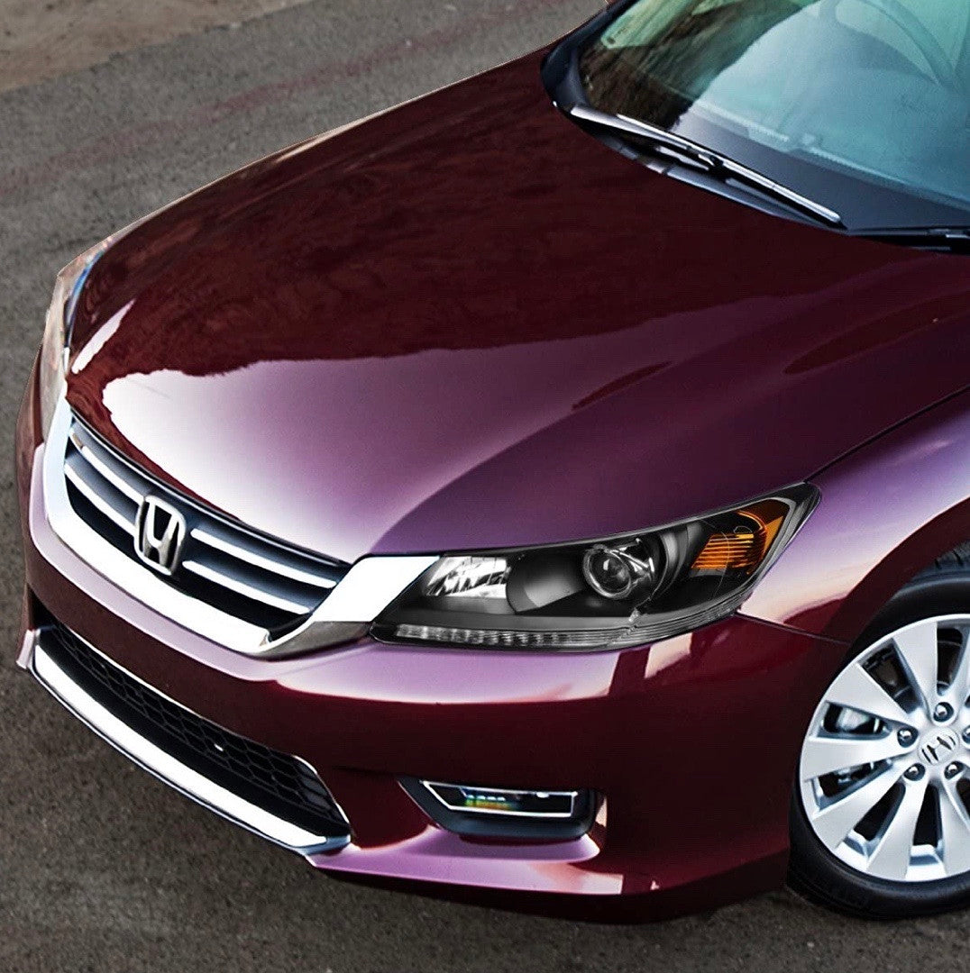 4door Sedan Honda Accord LED Projector Black Housing Headlights For 2013 To 2015