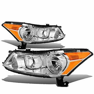 08-12 HONDA ACCORD 4dr sedan Chrome Amber Headlights Replacement For 08...