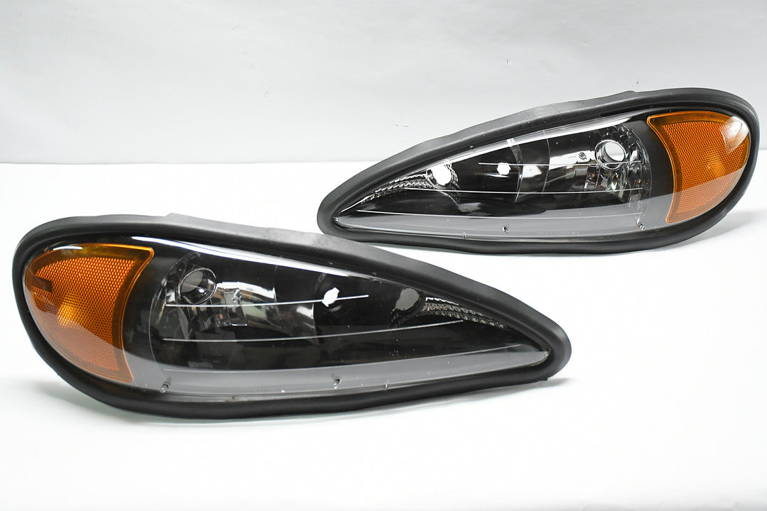 99-05 Pontiac grand am Black Housing Amber Side Headlight/Headlamps