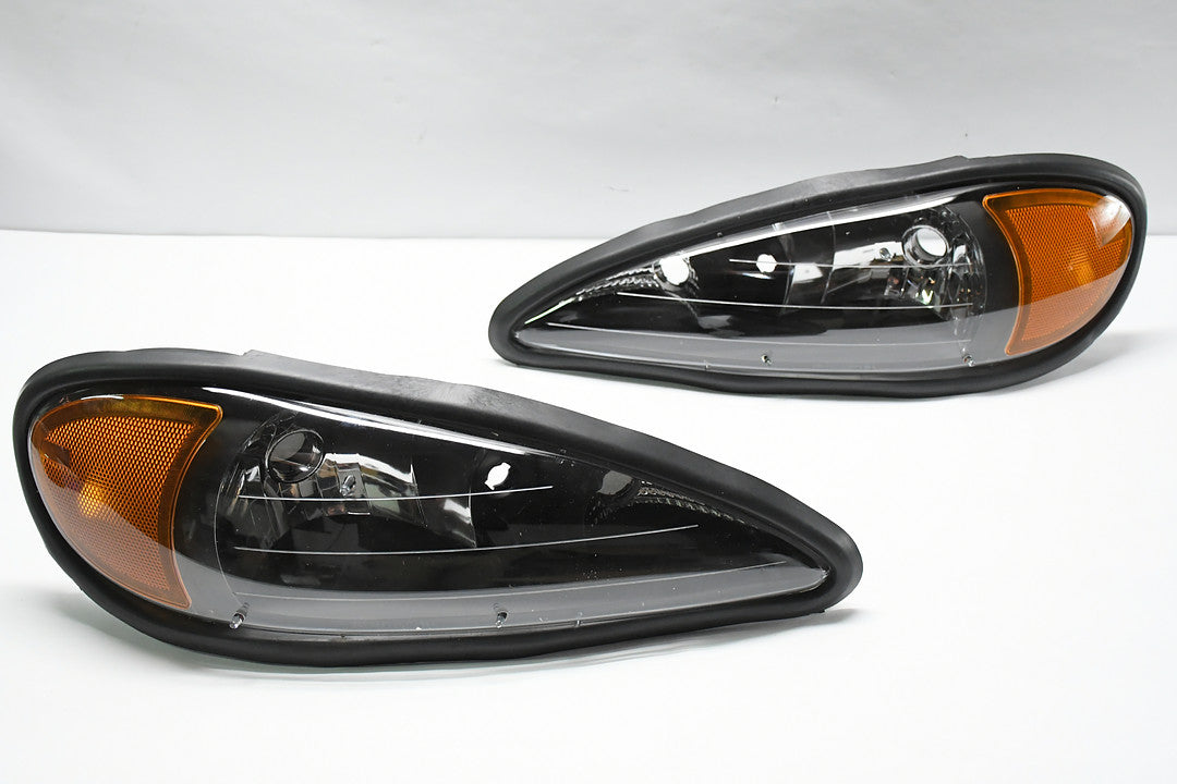 99-05 Pontiac grand am Black Housing Amber Side Headlight/Headlamps