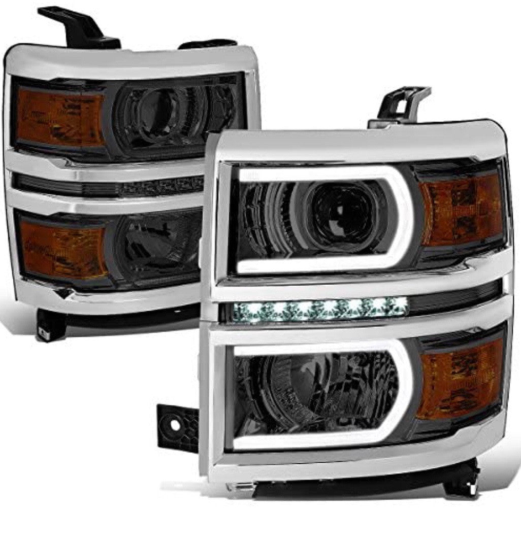 14-15 CHEVY SILVERADO 1500 Smoked /amber LED PROJECTOR