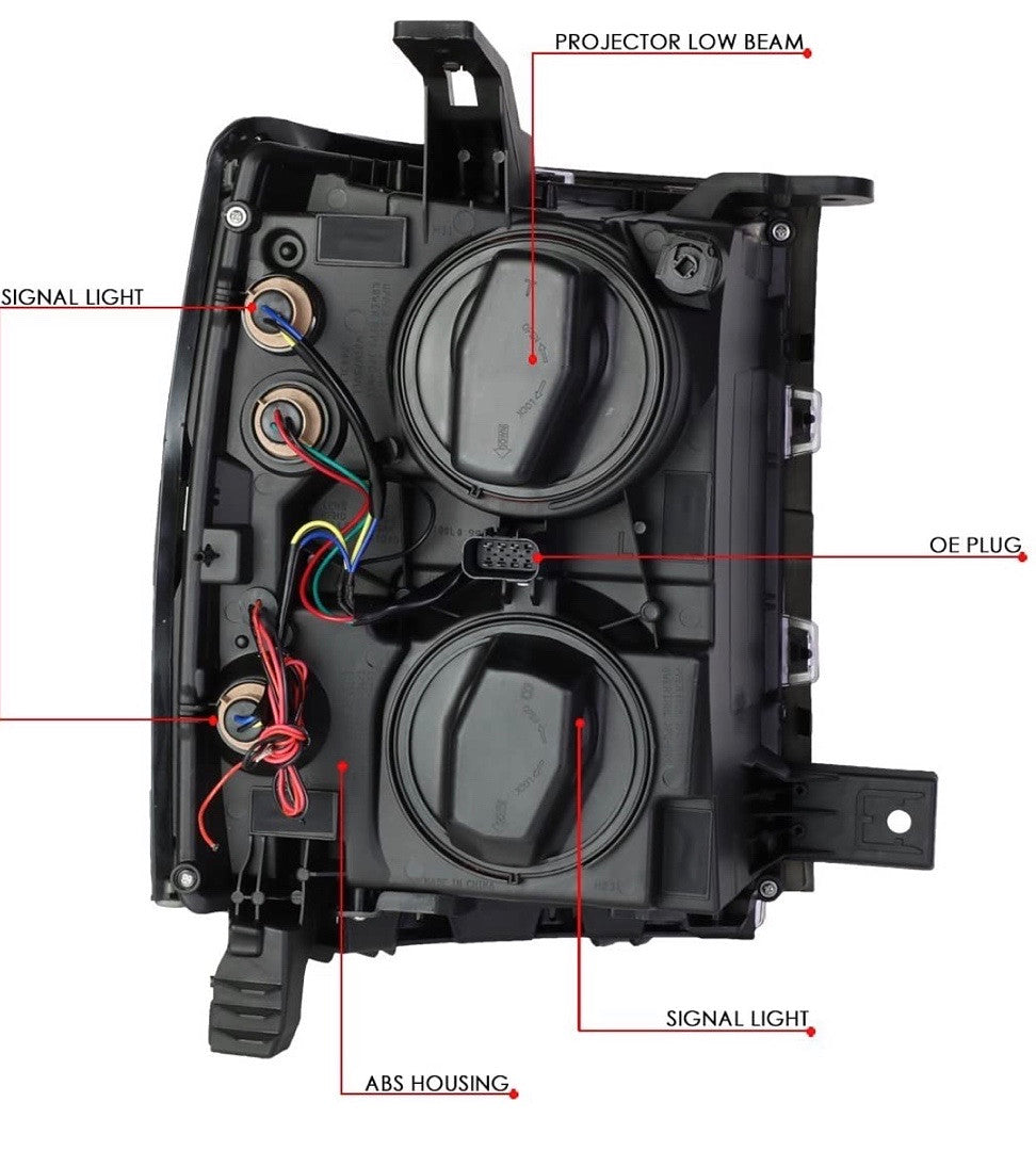 14-15 CHEVY SILVERADO 1500 Smoked /amber LED PROJECTOR