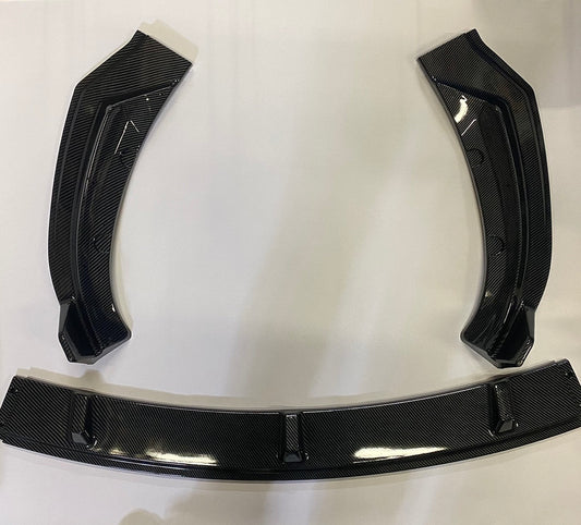 17-20 Tesla model 3 carbon fiber front bumper body kit 2017-2020 Tesla Model 3 Carbon Fiber Look 3Pcs Front Bumper Lips Guard Body Kit w/ Vertical Stabilizers 18 19