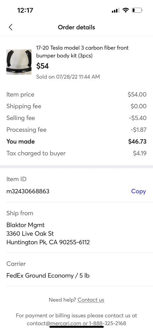 17-20 Tesla model 3 carbon fiber front bumper body kit 2017-2020 Tesla Model 3 Carbon Fiber Look 3Pcs Front Bumper Lips Guard Body Kit w/ Vertical Stabilizers 18 19