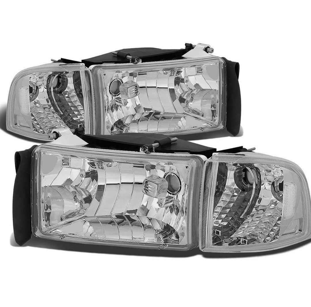 94-01 Dodge Ram Black Housing Headlights Replacement