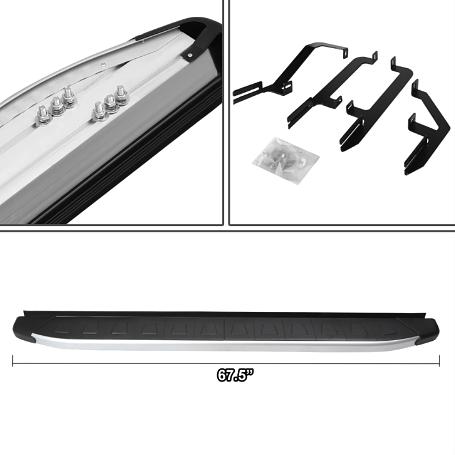 13-17 SANTA FE SUV 5.75' METALLIC/BLACK SIDE STEP BAR NERF RUNNING BOARDS