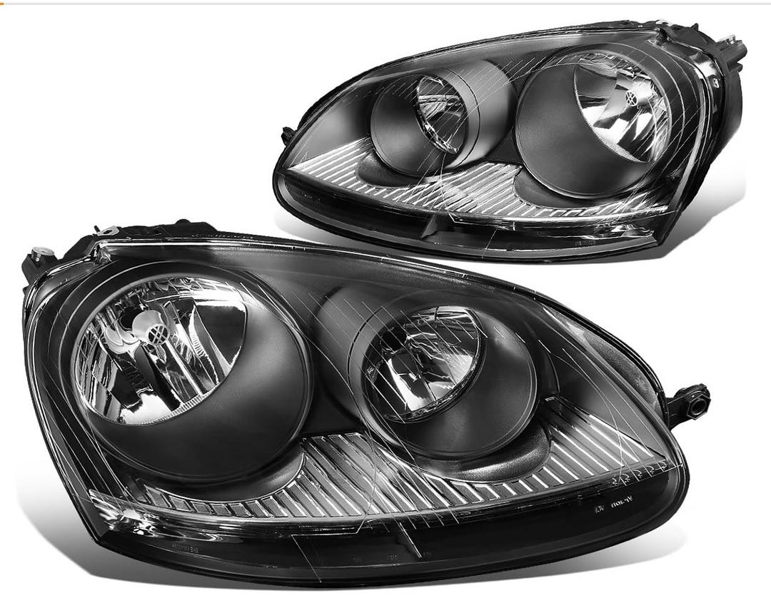 Left Side HL-OH-VW05-BK Volkswagon Jetta / Golf / Rabbit / GTI Black housing Headlights for 2005 to 2010