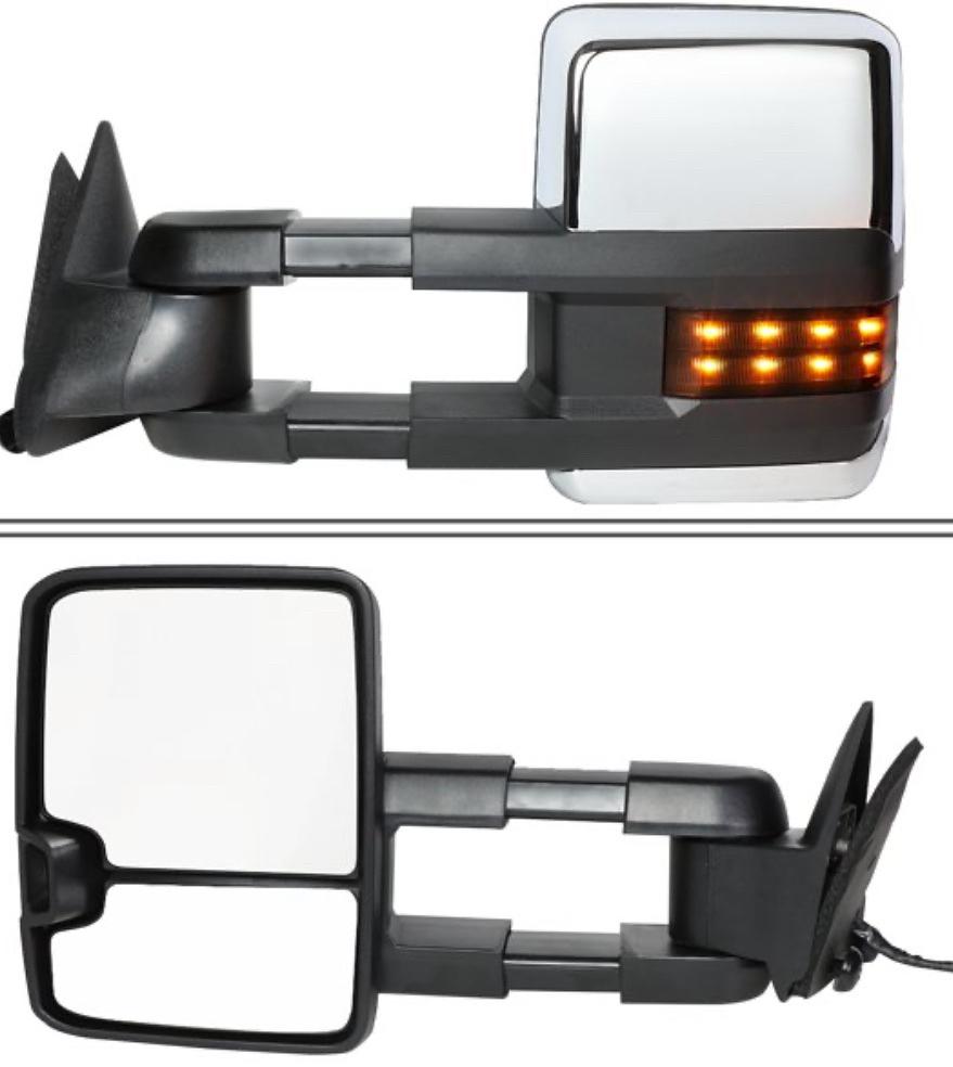 Chrome Powered Tow Mirror+LED Smoked Left/Driver [For 88-02 Chevy GMC C/K]