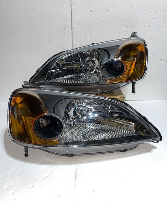Honda Civic Black Housing Headlights for 2001 to 2003
