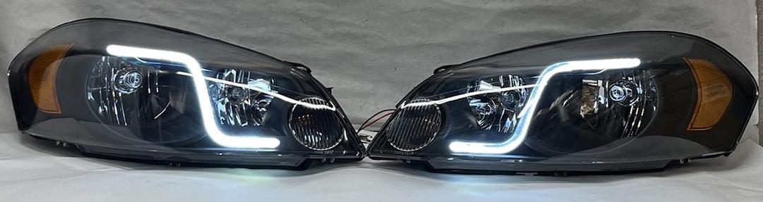 Faros Ambar Negro Con LED de Reemplazo de Tira de Luz de D√≠a Para 06-13 Impala