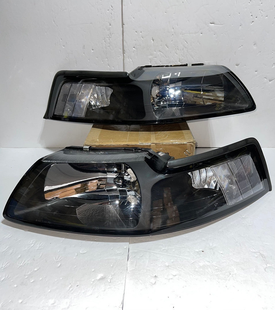 Ford Mustang Black Housing Headlights for 1999 to 2004