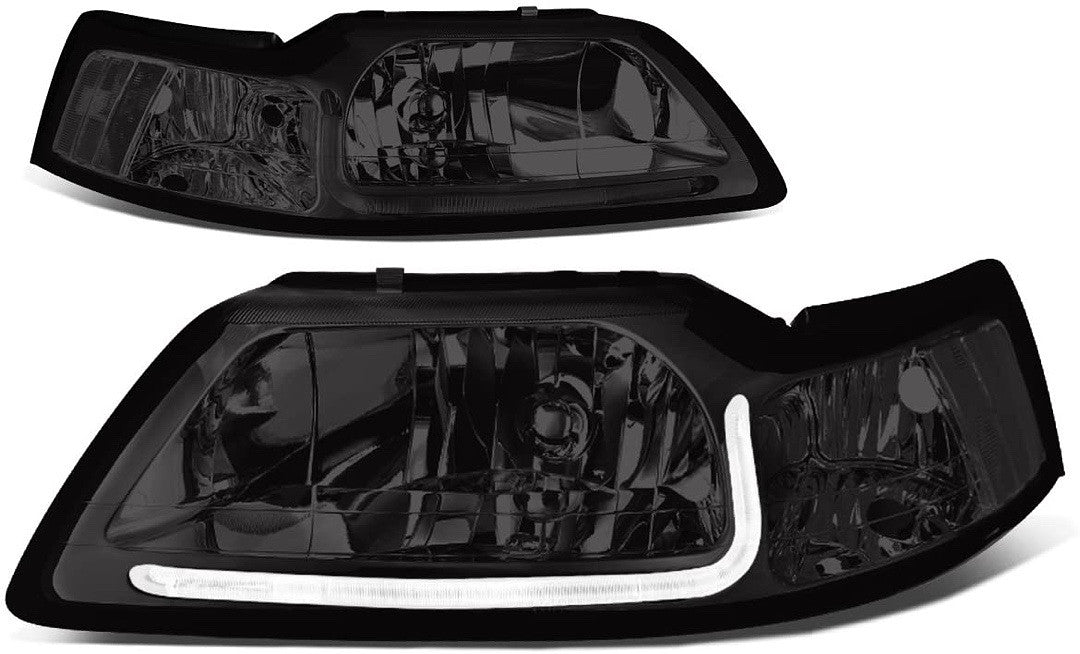 Smoked Lens Clear Corner LED Headlight [For 99-04 Ford Mustang]