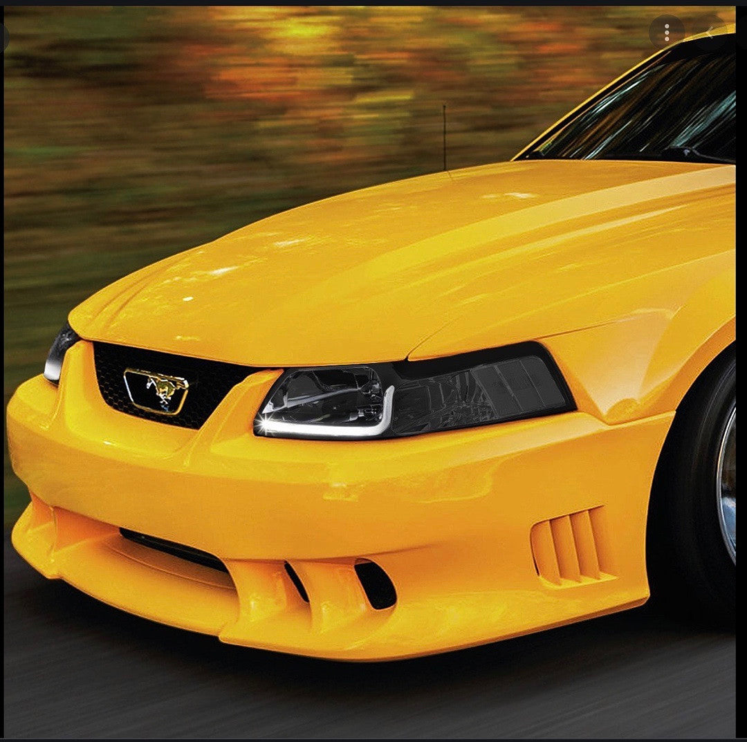 Smoked Lens Clear Corner LED Headlight [For 99-04 Ford Mustang]
