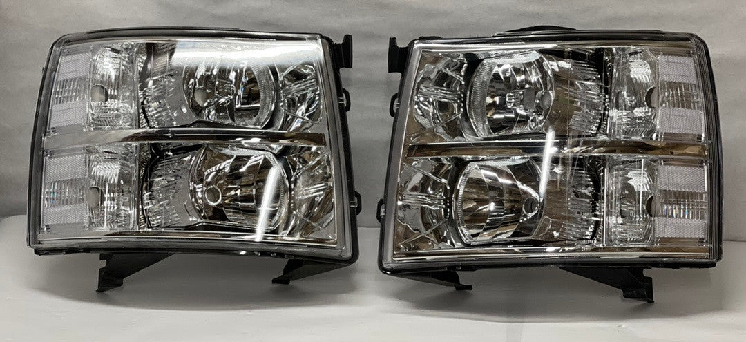 07 - 13 Chevy Silverado Chrome Clear Headlights