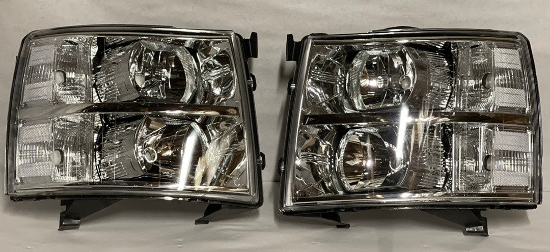 07 - 13 Chevy Silverado Chrome Clear Headlights