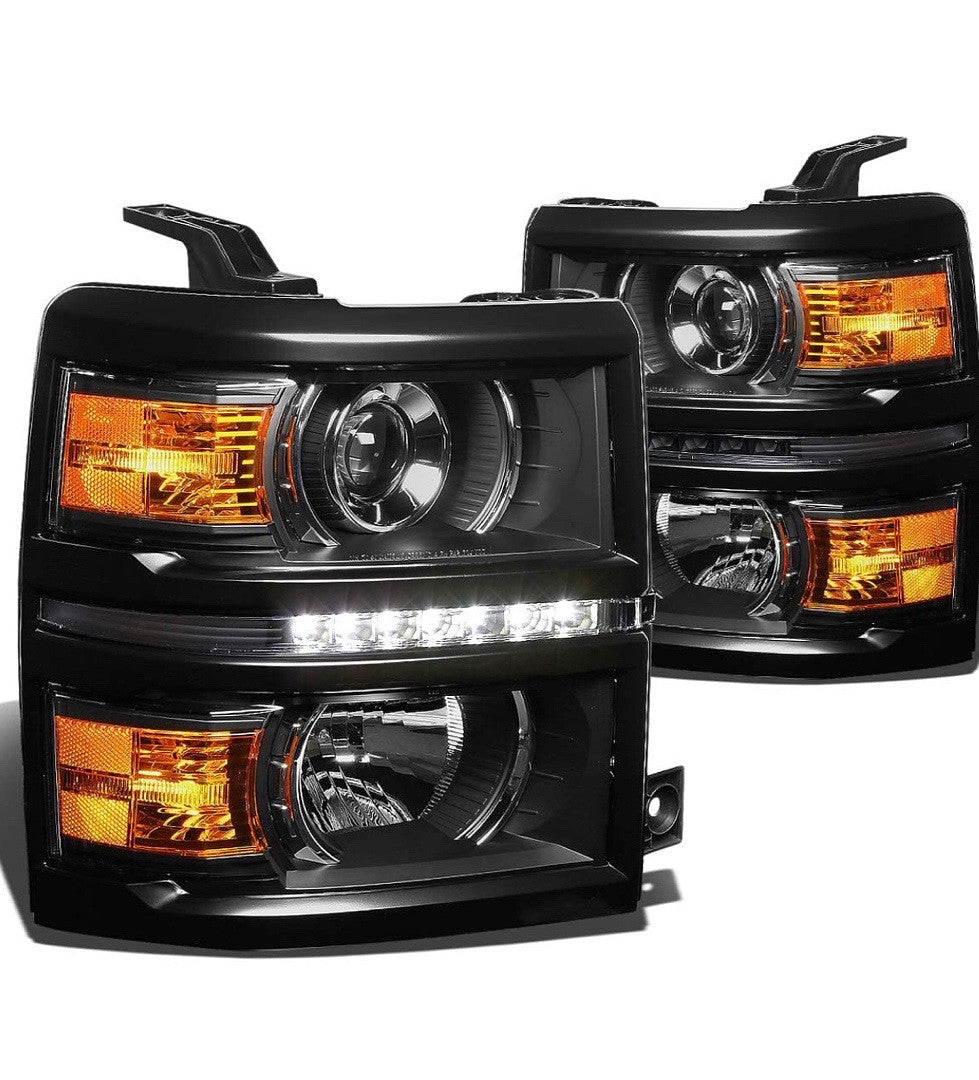 14-15 chevy silverado 1500 Black Halo Projector Headlights Replacement